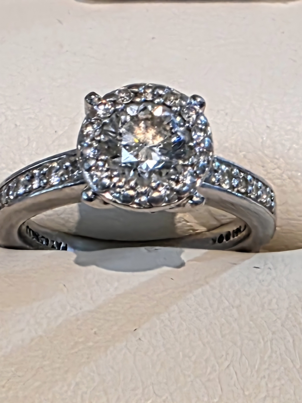Halo Diamond Engagement Ring in Silver Tone
